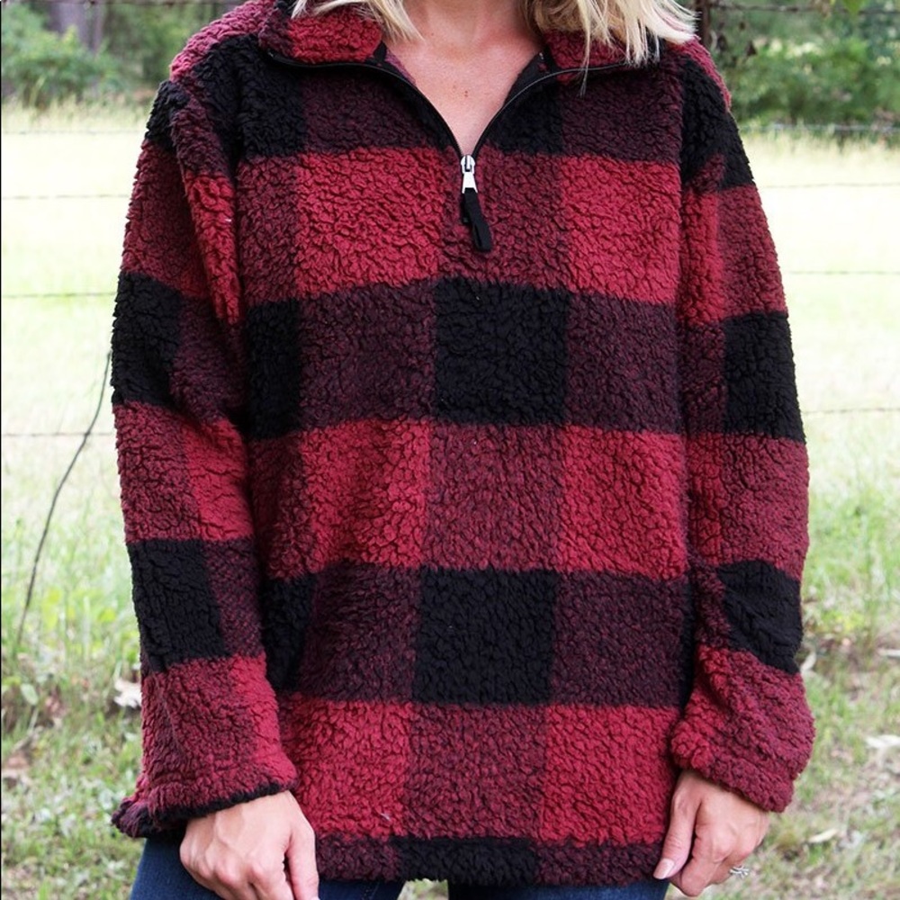 Buffalo Plaid Sherpa Pullover